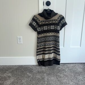 Cozy turtle neck sweater short sleeve dress